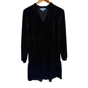 NWT CeCe Dress Women Black Velvet Holiday Goth Punk Emo Rock Mini Dark Romantic